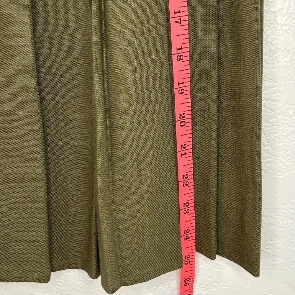 Vintage 80s Army Green Pleated A-Line Midi Skirt Women’s 14P‎ Made in the USA